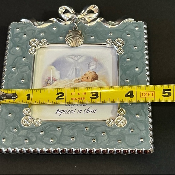 Today I Was Baptized in Christ Photo Frame Baby Silver Teal Turquoise Beach - Picture 7 of 9
